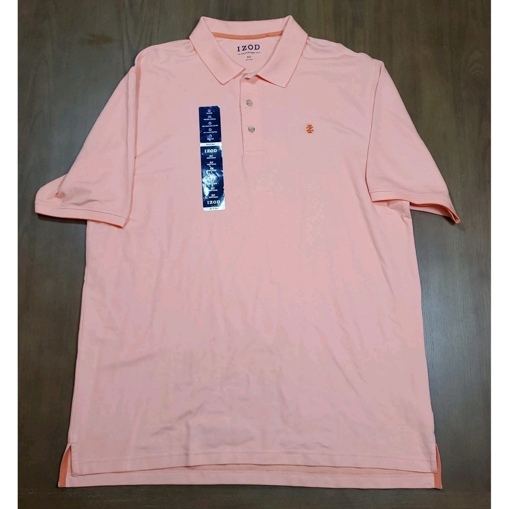IZOD Advantage Performance Polo Shirt Men's XLT Lt Peach Orange Casual Golf